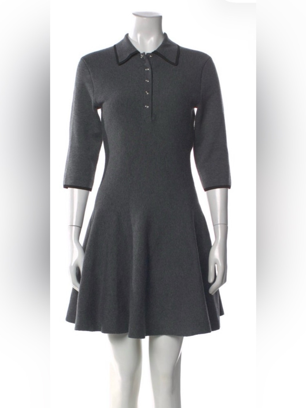 Maje Charcoal Gray Knit Fit-and-Flare Mini Dress